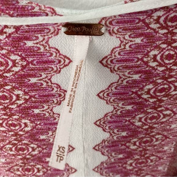 Free People Catch Me If You Can Pink Tie Sleeve Bohemian Top size XS - Picture 7 of 8